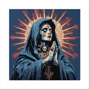 Day Of The Dead - Praying La Calavera Catrina - Santa Muerte Posters and Art